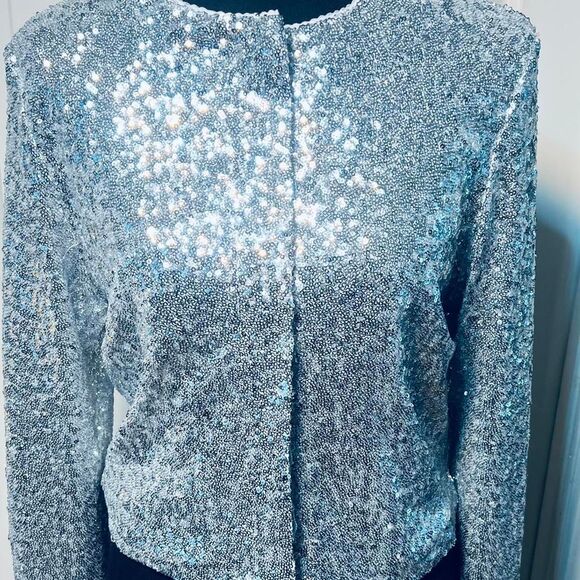 Good American Jackets & Blazers - Women's Silver Sequins Cardigan NWT Size L